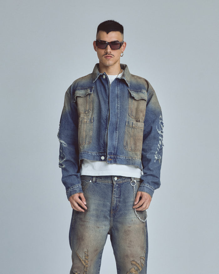 Stardust Undgld Studio Boxy Fit Jacket Mechanic Blue