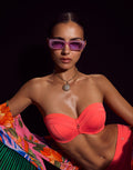 Nuria Ferrer Stella Bandeau Bikini Top - Coral - Simply Beach UK