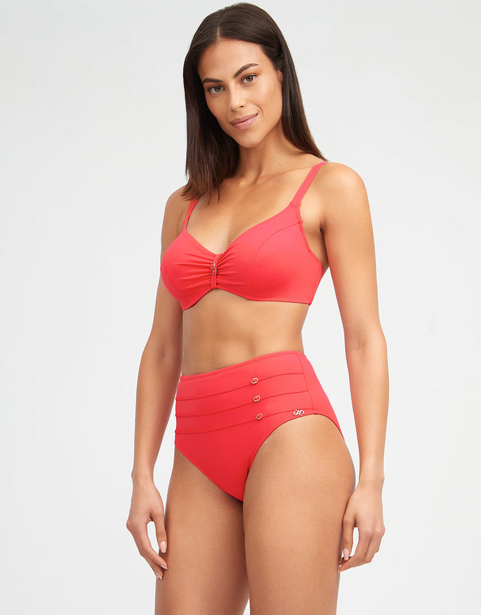 Nuria Ferrer Stella Maxi Control Bikini Pant - Coral - Simply Beach UK