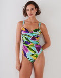 Charmline Summer Aquarelle Moulded Underwired Swimsuit - Aqua Iris - Simply Beach UK