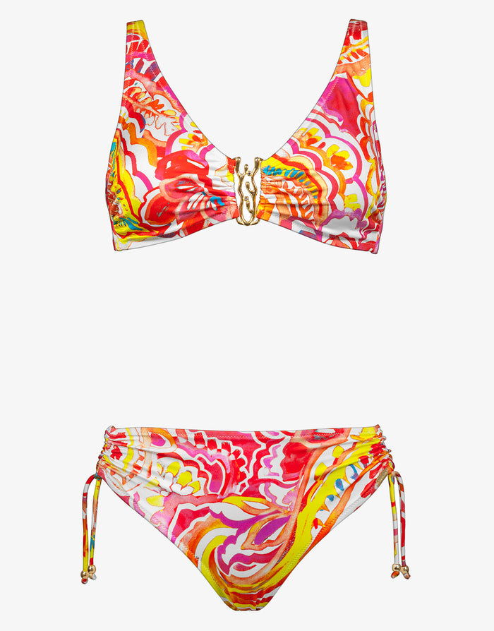 Summer Infusion Detail Moulded Bikini Set - White Summer