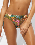 Sunset Florals Loop Side Bikini Pant - Warm Olive - Simply Beach UK
