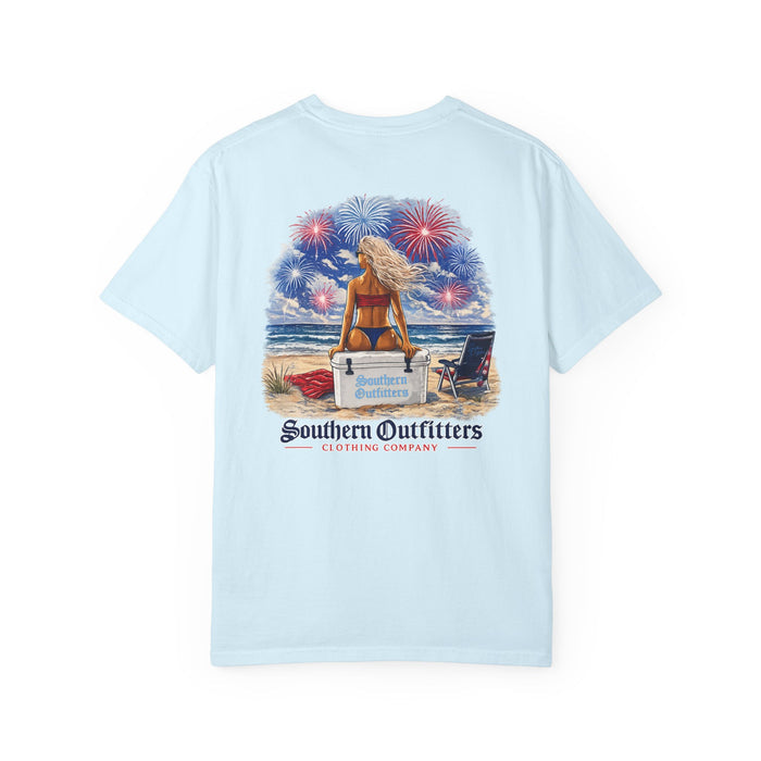 T-Shirt — Southern Outfitters Beach Scene with Fireworks