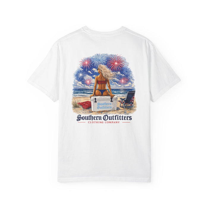 T-Shirt — Southern Outfitters Beach Scene with Fireworks