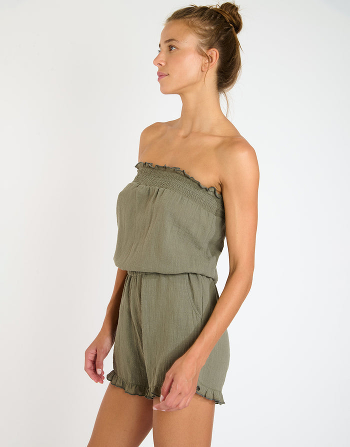 Banana Moon Tafalia Wayan Bandeau Playsuit - Kaki - Simply Beach UK