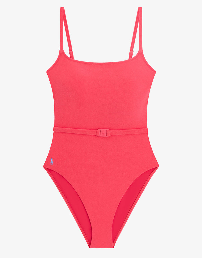 Polo Ralph Lauren Terry Belted Kennedy Swimsuit - Coral - Simply Beach UK