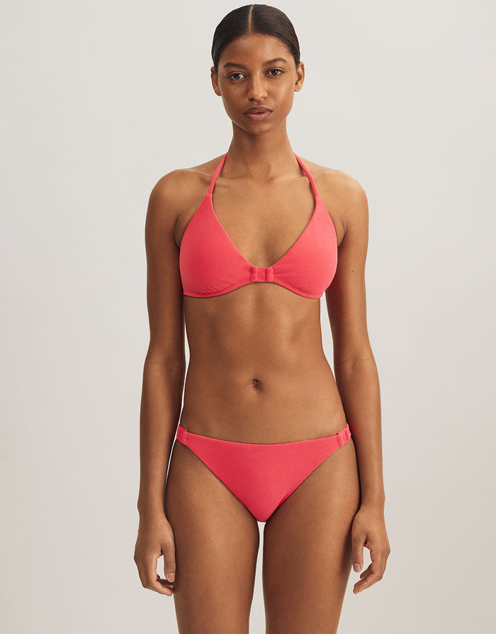 Polo Ralph Lauren Terry Logo Halter Tri Bikini Top - Coral - Simply Beach UK