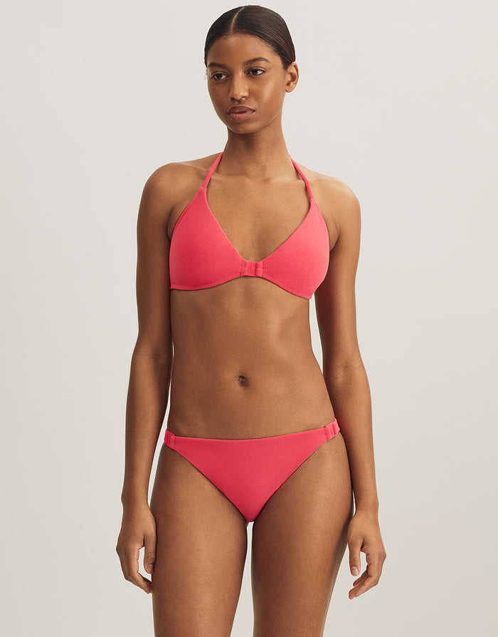 Polo Ralph Lauren Terry Logo Halter Tri Bikini Top - Coral - Simply Beach UK