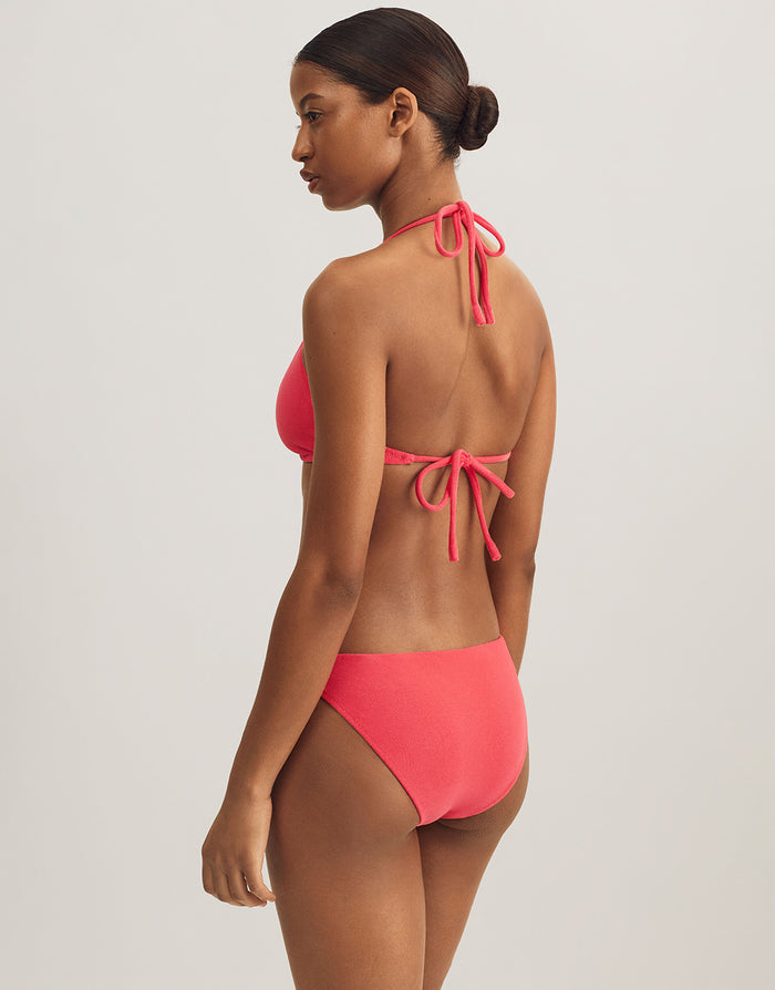 Polo Ralph Lauren Terry Logo Trim Devin Hipster Bikini Pant - Coral - Simply Beach UK