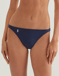 Polo Ralph Lauren Terry Side Tab Devin Hipster Bikini Pant - Navy Blue - Simply Beach UK