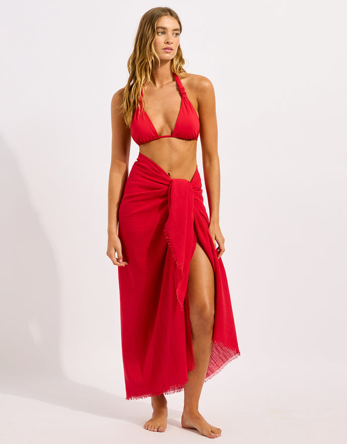 Seafolly Textured Cotton Beach Wrap - Cosmo Red - Simply Beach UK