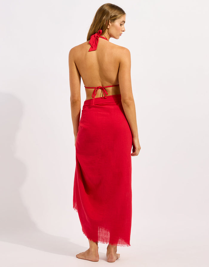 Seafolly Textured Cotton Beach Wrap - Cosmo Red - Simply Beach UK