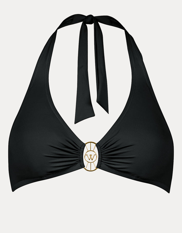 The Essentials Halter Bikini Top - Black - Simply Beach UK