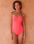 Jo Severin Timeless Bandeau Swimsuit - Bright Coral - Simply Beach UK