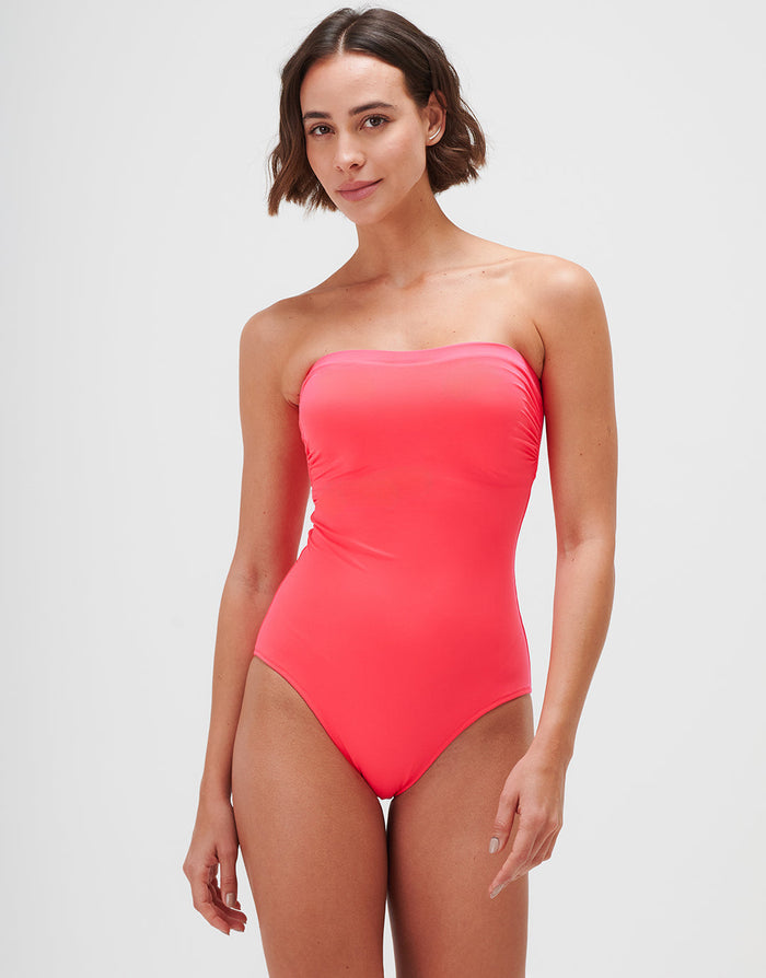 Jo Severin Timeless Bandeau Swimsuit - Bright Coral - Simply Beach UK