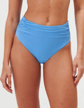 Jo Severin Timeless Ruched High Waist Bikini Pant - Cerulean - Simply Beach UK