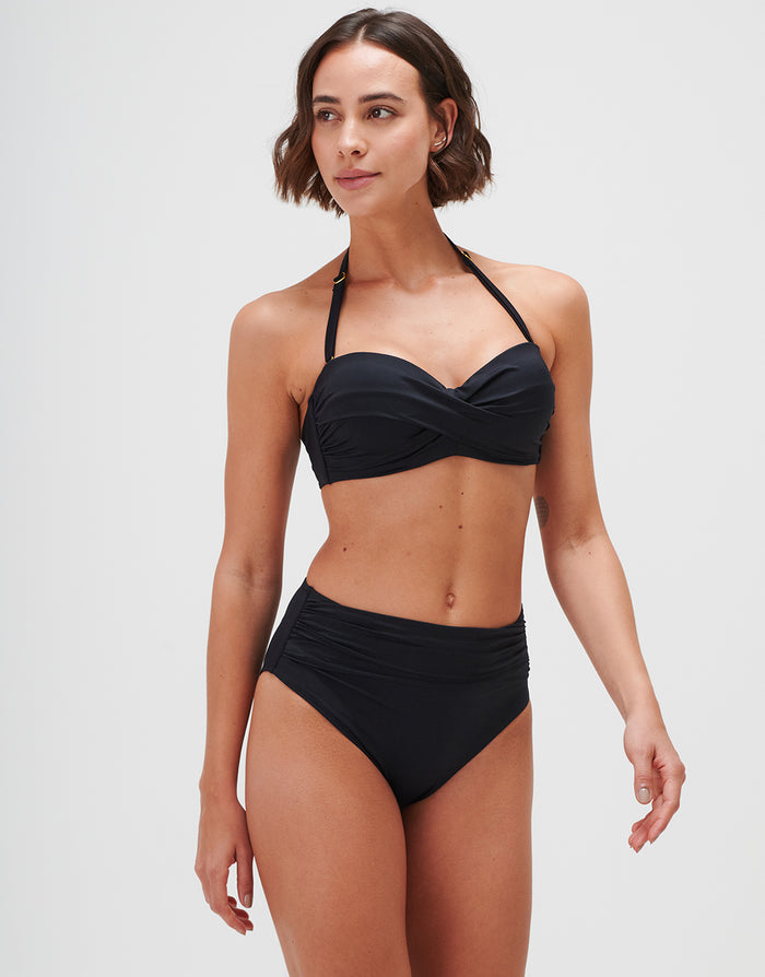 Jo Severin Timeless Twist Bandeau Bikini Top - Jet - Simply Beach UK