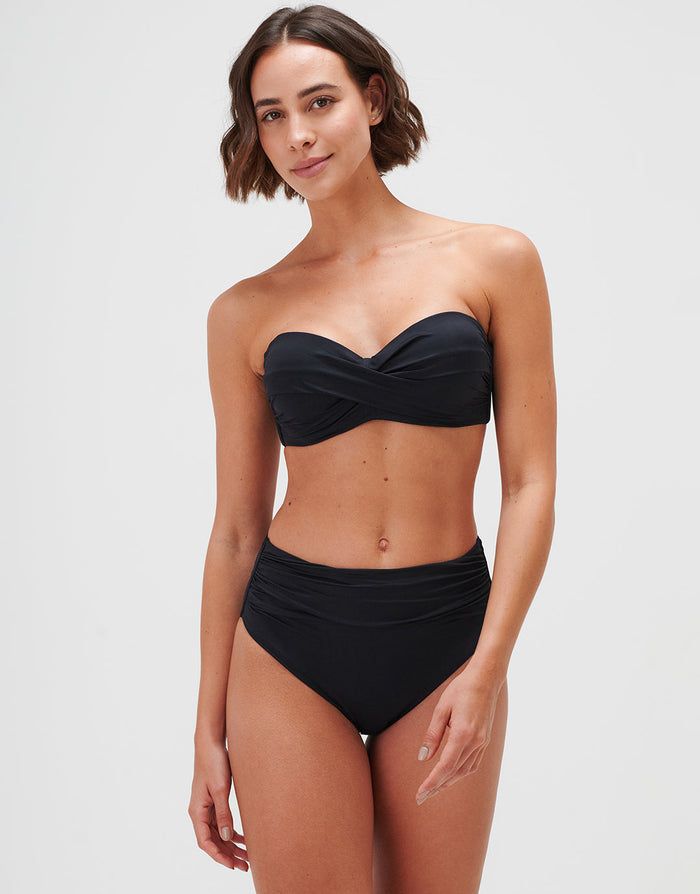 Jo Severin Timeless Twist Bandeau Bikini Top - Jet - Simply Beach UK