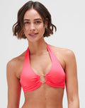 Jo Severin Timeless Underwired Halter Bikini Top - Bright Coral - Simply Beach UK
