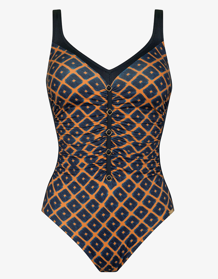 Tobacco Fields Detail Front Swimsuit - Tabac Black - Simply Beach UK
