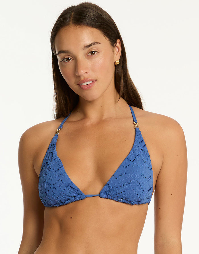 Sea Level Toscana D Cup Tri Bikini Top - Denim Blue - Simply Beach UK