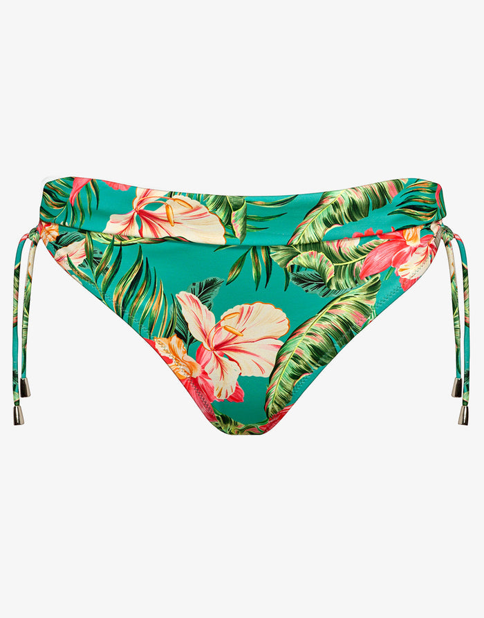 Lidea Tropic Adjustable Tie Bikini Pant - Hibiscus Verde - Simply Beach UK