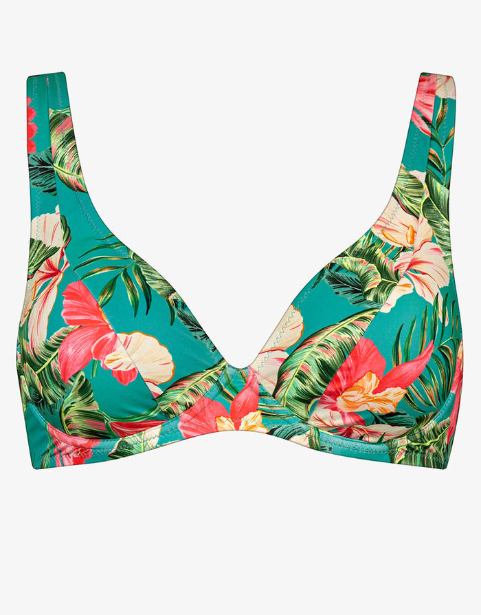 Lidea Tropic Joy Underwired Bikini Top - Hibiscus Verde - Simply Beach UK