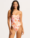 Seafolly La Mer Twist Bandeau Swimsuit - White - Simply Beach UK