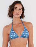 Watercult Urban Indigo Triangle Bikini Top - Denim White - Simply Beach UK