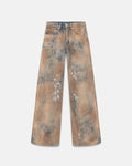 W 94' Riveted Painted Wide Jeans Gothic Blue