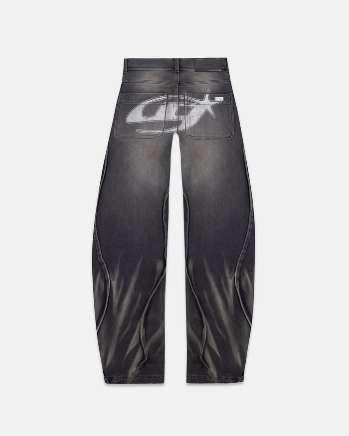 W Act 1 UG Star Barrel Vein Jean Washed Black