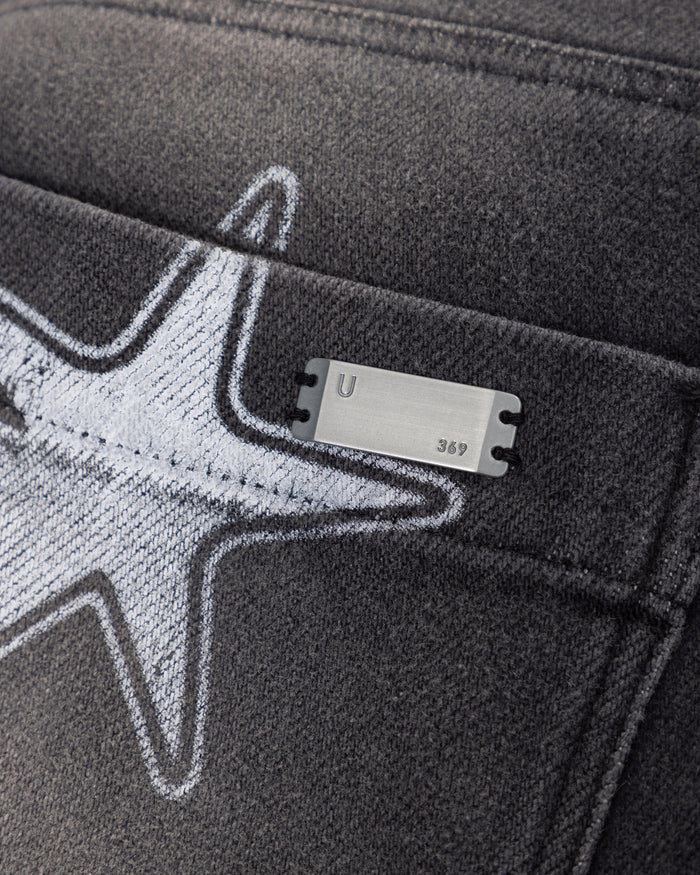 W Act 1 UG Star Barrel Vein Jean Washed Black