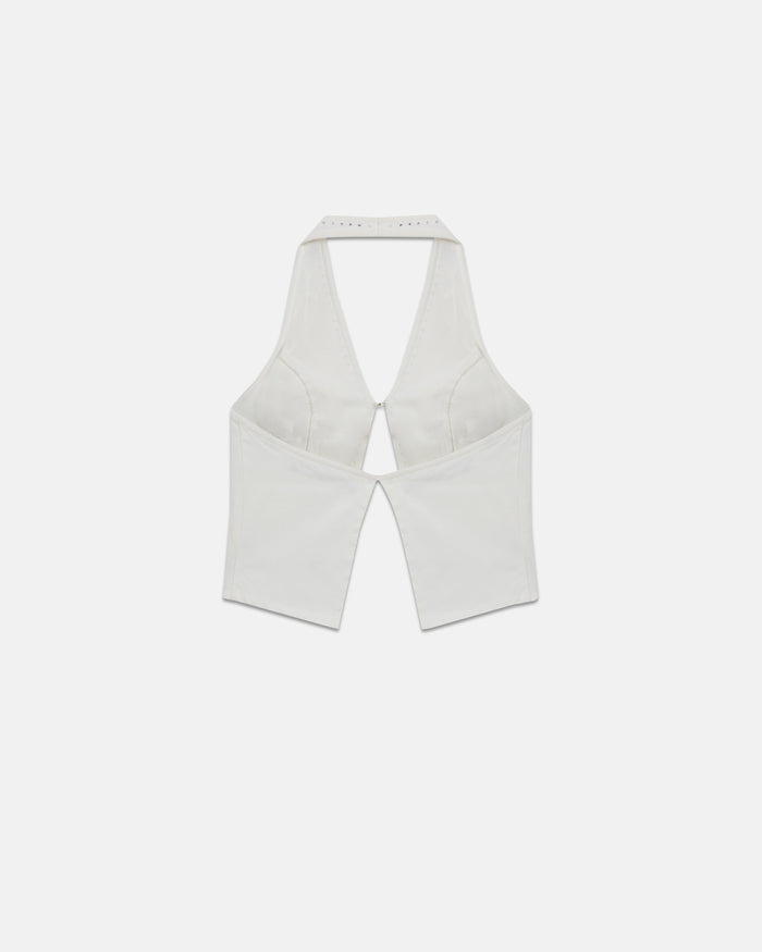 W Basics Rhinestone Top Vest White