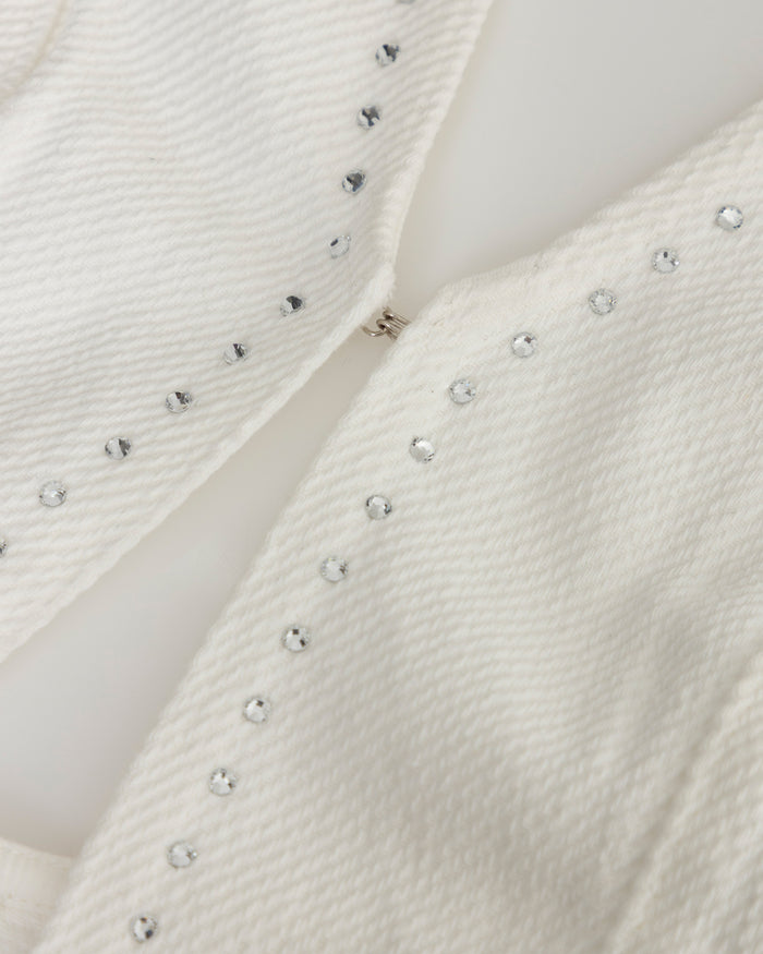W Basics Rhinestone Top Vest White