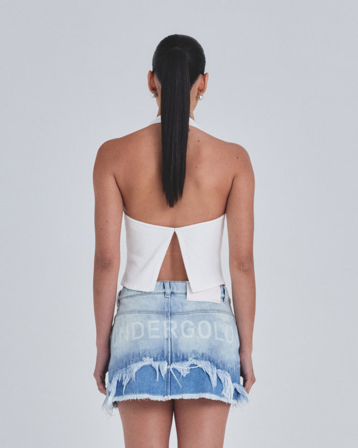 W Basics Rhinestone Top Vest White
