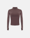 W Basics Ultra Slim Fit Tall Neck Long Sleeve Brown