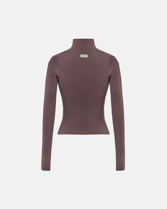 W Basics Ultra Slim Fit Tall Neck Long Sleeve Brown