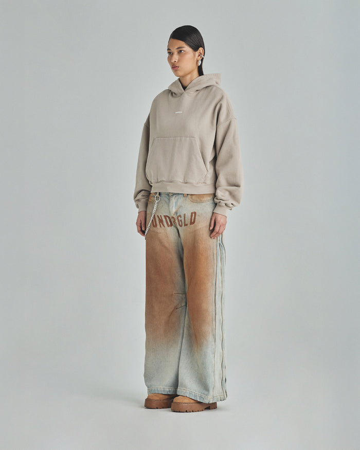W Basics Undergold Boxy Fit Hoodie Cream