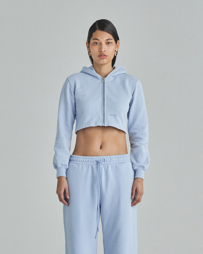 W Basics Undergold Zip Up Slim Fit Hoodie Light Blue