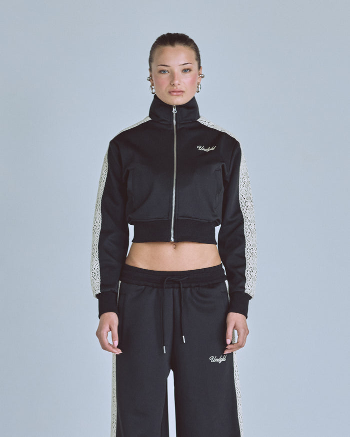 W Basics Undgld Lace-panel Track Jacket Black