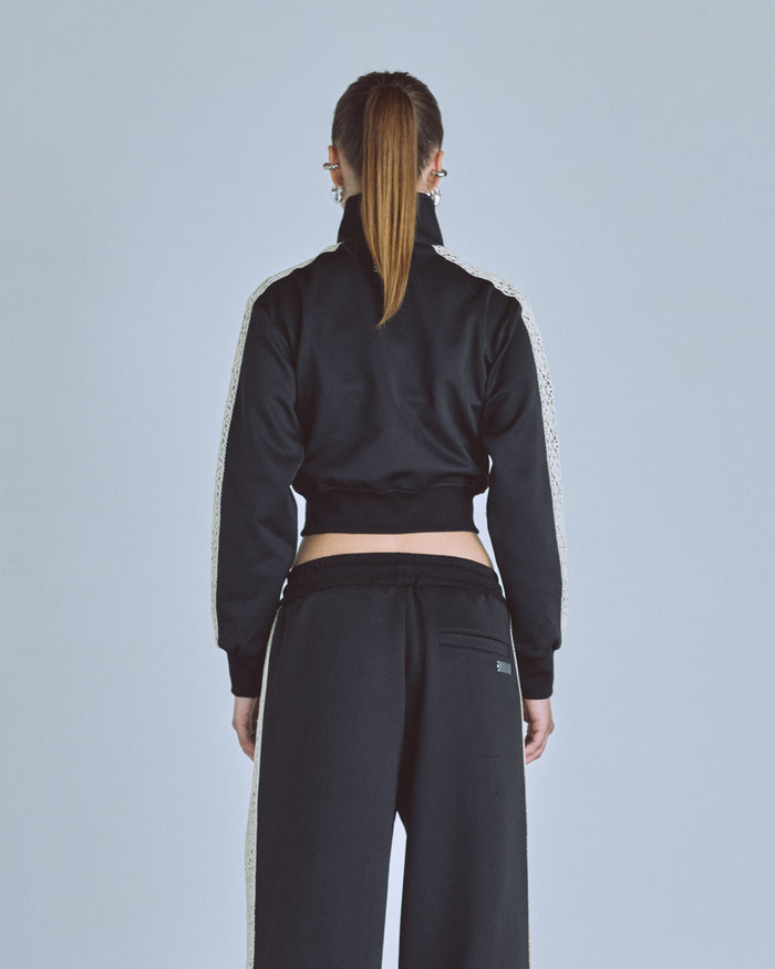 W Basics Undgld Lace-panel Track Jacket Black