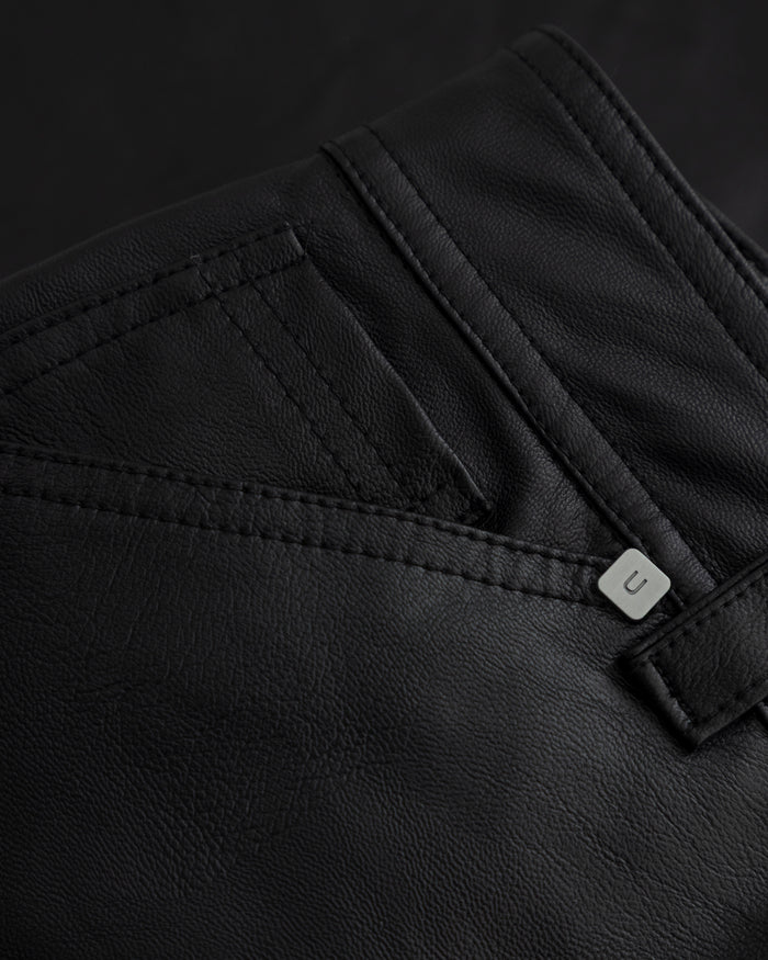 W Capsule Basic Pleather Wide Jeans Black