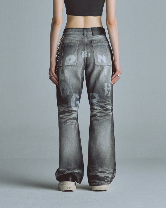 W Echoes Tremor Wide Jeans Washed Gray