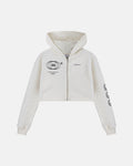 W Golden Heritage Slim Fit Zip Up Cropped Hoodie White