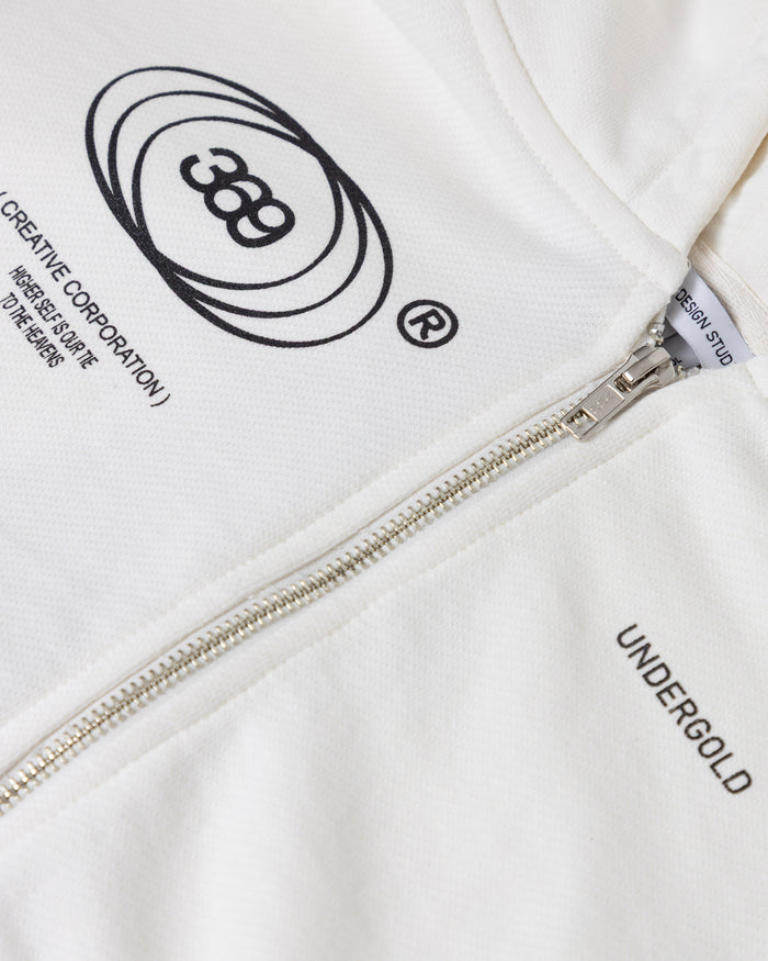W Golden Heritage Slim Fit Zip Up Cropped Hoodie White