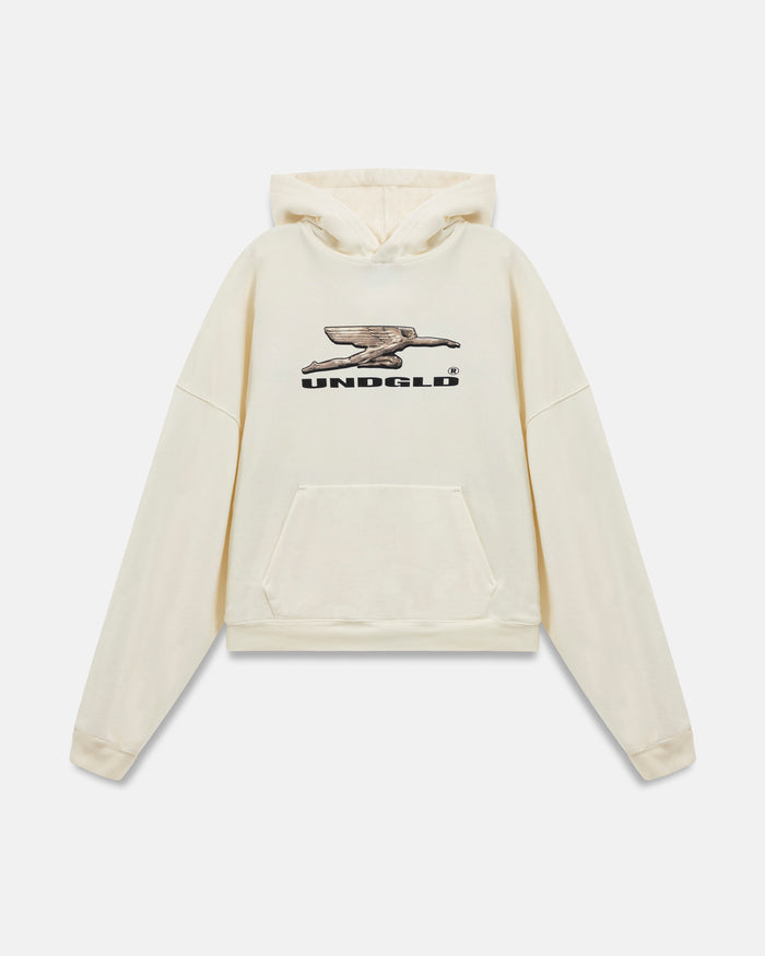 W Holy State Deco Boxy Fit Hoodie White