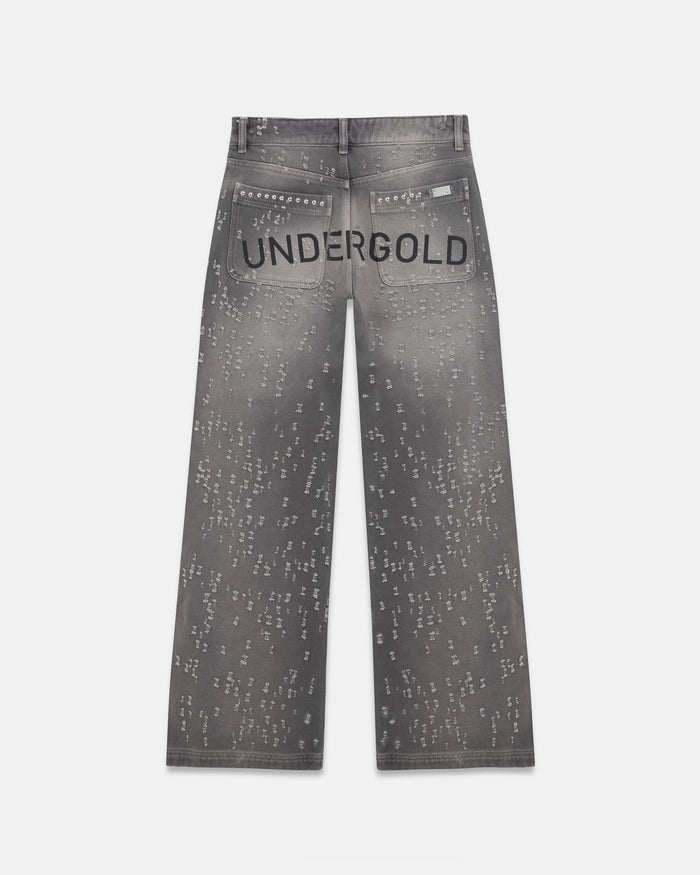 W Holy State Ripped Wide Jeans Washed Gray