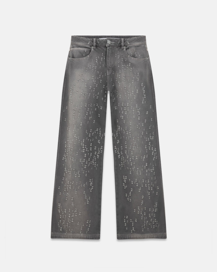 W Holy State Ripped Wide Jeans Washed Gray