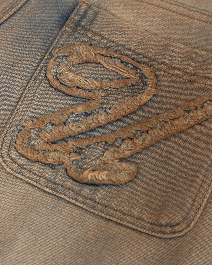 W Holy State Split Knee Wide Jeans Sand Blue