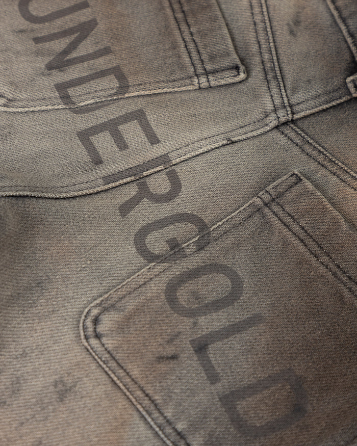 W Holy State UNDGLD Split Knee Wide Jeans Mechanic Gray